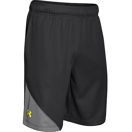 Under Armour Quarter Short - Men's-Black/High Viz-10 in-Small