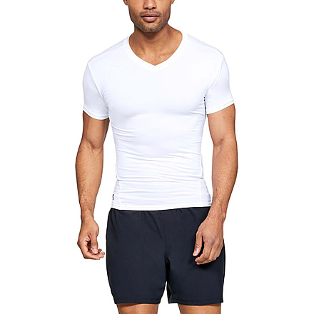 Under Armour Tactical HeatGear Compression V-Neck T-Shirt - Mens, White, 3X-Large, 12160101003X