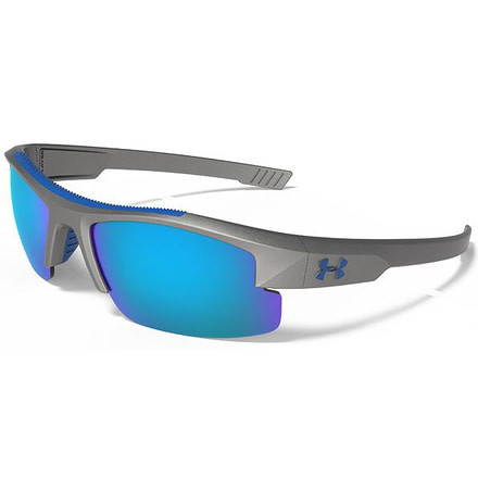 Under Armour Youth Nitro L Storm Sunglasses, Satin Carbon, Polarized, Blue Mirror U8640048-064168