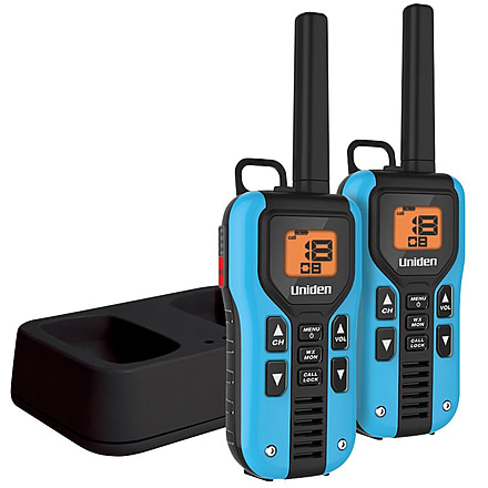 Uniden 40-Mile GMRS/FRS Radio - 2 Radios, Micro USB, Charge Cradle, Splashproof, Blue/Black GMR4055-2CK