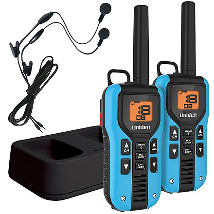 Uniden 40-Mile GMRS/FRS Radio - 2 Radios, Micro USB, Charge Cradle, Splashproof, Headset, Blue/Black GMR4055-2CKHS
