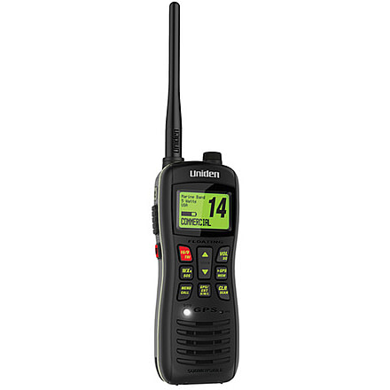 Uniden JIX8/IPX8 Submersible Floating VHF Marine Radio, Black, 11 hr. Battery Life, 1 Watt/2.5 Watt/6 Watt MHS235