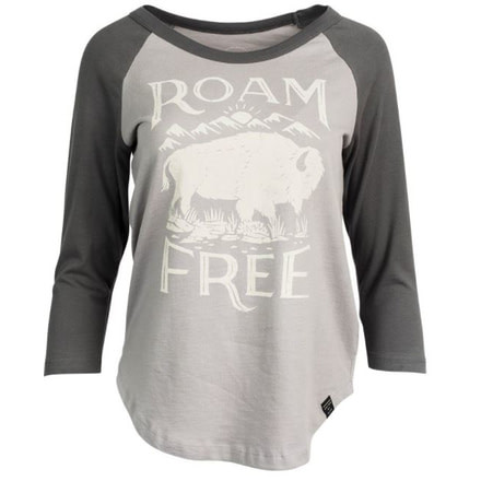 United By Blue 3/4 Roam Free Baseball Tee - Women's, Charcoal/Grey, Medium, 73W-1RB-CH3
