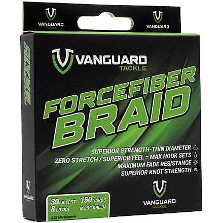Vanguard Braid Fishing Line, 15lb/4lb, Dia. 150 yards, Moss, VBLMG-15