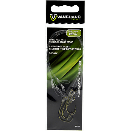 Vanguard Snelled Aberdeen Fishing Fishing Hook, Size 10, 6-Pack, V126AG-10