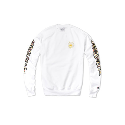 Vast Floral Arrangement Crewneck Mens Sweatshirt, White-Multi, Large, B3318-L