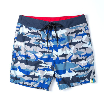 Vast Shark Camo Print Men's Boardshort, Navy, B631-123