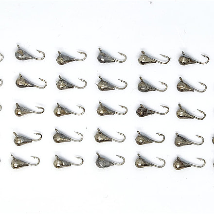 Vexan 50-Pack Teardrop Ice Fishing Jigs, 12, Unpainted Tungsten Teardrop, 1.4g, 50p-pVTVTD-1.4g-12 Unp