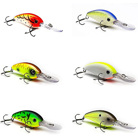 Vexan 6-Pack Verns Stoneroller 10 Crankbait Lures, Kit 1, Orange/Purple/Yellow/White/Green/Gray, 10 ft, Variety #1 VS 6-PK 10