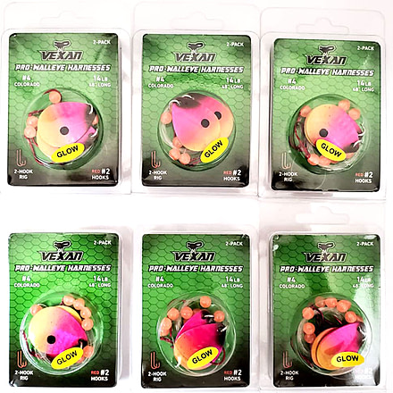 Vexan Crazy Corn Six 2-PacksGlow Walleye Crawler Harness, Crazy Corn, 48, Crazy Corn Six 2-Packs