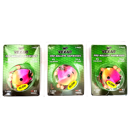 Vexan Crazy Corn Three 2-PacksGlow Walleye Crawler Harness, Crazy Corn, 48, Crazy Corn Three 2-Packs