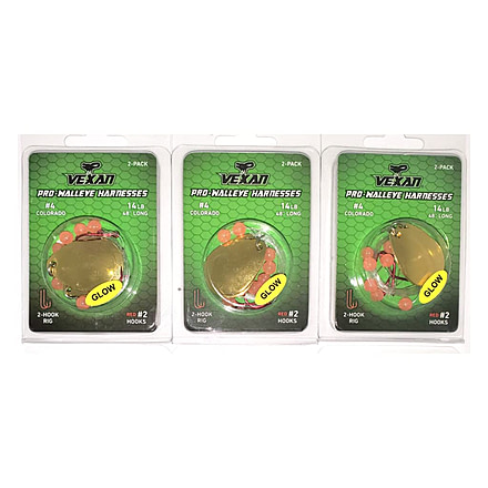 Vexan Gold Three 2-Packs Glow Walleye Crawler Harness, Gold, 48, Gold Three 2-Packs