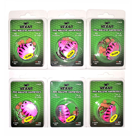 Vexan Holo Purple Six 2-Packs Glow Walleye Crawler Harness, Holo Purple, 48 in, Holo Purple Six 2-Packs