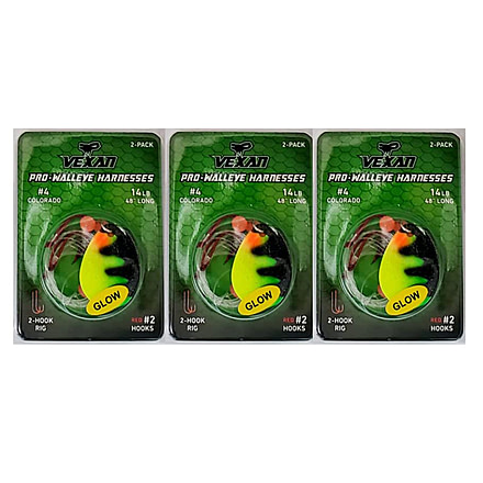 Vexan Perch Three 2-Packs Glow Walleye Crawler Harness, Perch, 48, Perch Three 2-Packs
