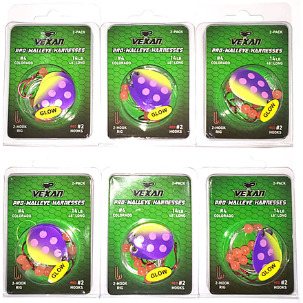 Vexan Purple Haze Six 2-Packs Glow Walleye Crawler Harness, Purple Haze, 48, Purple Haze Six 2-Packs