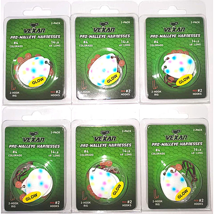 Vexan Wonderbread Six 2-Packs Glow Walleye Crawler Harness, Wonderbread, 48, Wonderbread Six 2-Packs