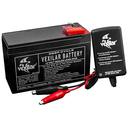 Vexilar 12 Volt/9 Amp Lead Acid Battery &amp; 1 Amp Charger System, Black, Regular, V-120