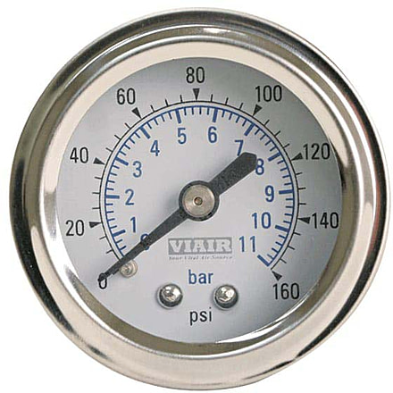 VIAIR 1.5in Single Needle Gauge, White Face, No Light, 160 PSI, 90084