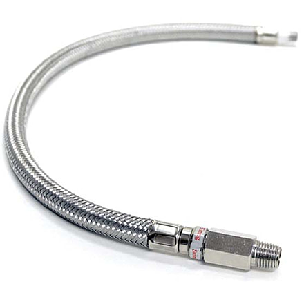 VIAIR 20in S.S. Braided Leader Hose w/ Check Valve, 1/8inM to 1/4inM, NPT, Swivel, 92807