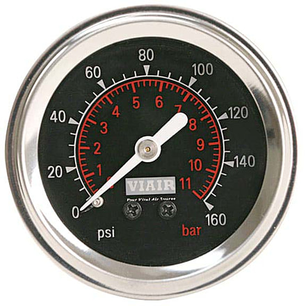 VIAIR 2in Single Needle Gauge, Black Face, Illuminated, 160 PSI, 90088