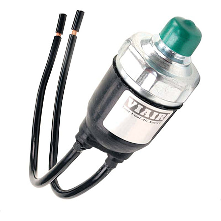 VIAIR Sealed Pressure Switch, 1/4in M NPT Port, 12 GA Lead Wires, 85 PSI On, 105 PSI Off, 90226