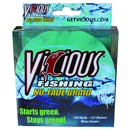Vicious No-Fade Braid 60lb 150yd Moss Green Spool 8-Carrier Diameter .014in, NBPG60