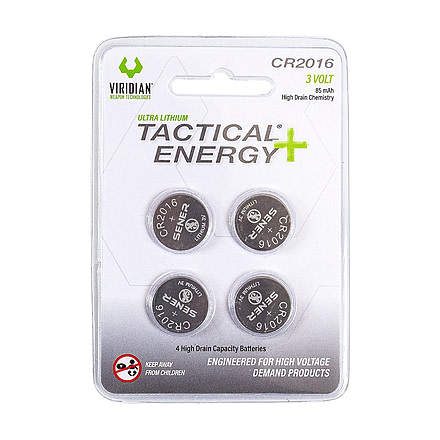Viridian Weapon Technologies Tactical Energy+, CR2016 Lithium Battery 4-pack, 350-0013