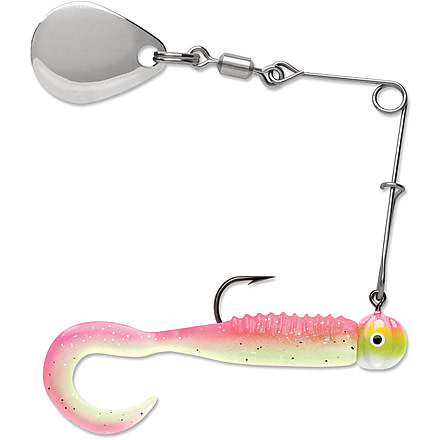 VMC Curl Tail Spinnerbait, Pink Chartreuse Glow, 1/8oz, CTS18PCGL