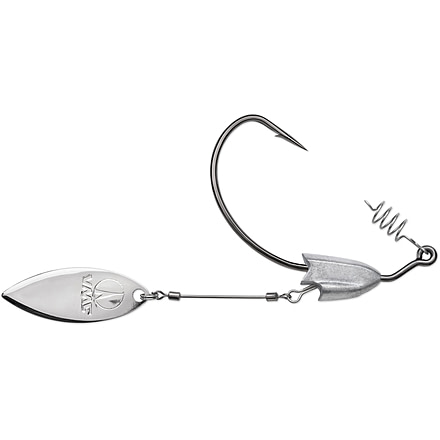 VMC Heavy Duty Weighted Willow Swimbait Hook, 3/16oz, Adjustable Spinner Arm, Hi Carbon Steel, Black Nickel, Size 4/0, HDWWS316#4/0BNPP