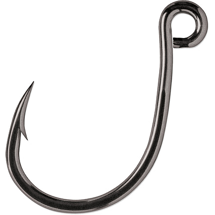 VMC Inline Single Hook 4X Strong, Wide Gap, Needle Point, Coastal Black, Size #1/0, 8/Pack, ILS#1/0CBPP