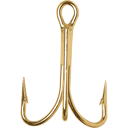 VMC Treble Hook with Cut Point, Forged OShaughnessy, Standard Wire, Gold, Size 12, 6 Per Pack, 9617GO#12PP