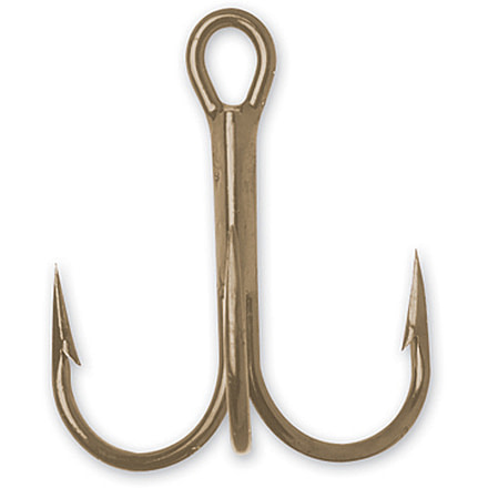 VMC Treble Hook with Cut Point, Forged, Round Bend Heavy Wire, Bronze, Size 1, 9 Per Pack, 9650BZ#1PP