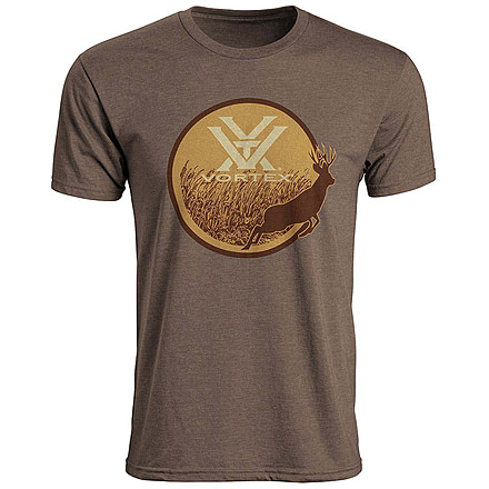 Vortex Mens SS Buck Chest Logo, Brown Heather, M, 219063-BRH-M