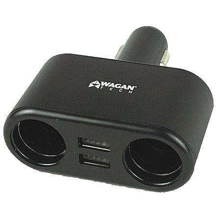 Wagan Tech 2DC TravelCharge + 2USB Adapter, Black, One Size, EL2439