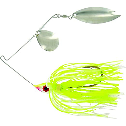 Wahoo Fishing Products Promo Spinnerbait, Colorado/Willow Blade, 4/0 Hook, Chartreuse, 1/4oz, Bulk, WAH-PCW146-10