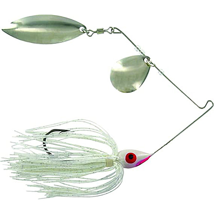 Wahoo Fishing Products Promo Spinnerbait, Colorado/Willow Blade, 4/0 Hook, White, 3/8oz, WAH-PCW38-01