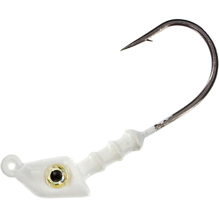 Wahoo Fishing Products Wahoo Salty Flats Jighead, 3/8 oz, 3/0 Hook, White 4/Card, WAH-SFH38-1