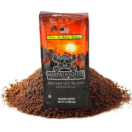 Warpath Coffee Breakfast Blend Ground Coffee, Medium Roast, Black, 12 Ounce, 102, 102