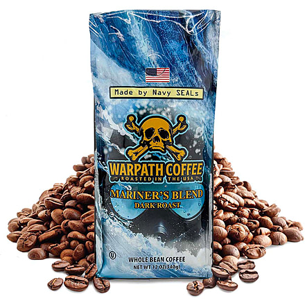 Warpath Coffee Mariner's Blend Whole Bean Coffee, Dark Roast, Black, 12 Ounce, 103, 103