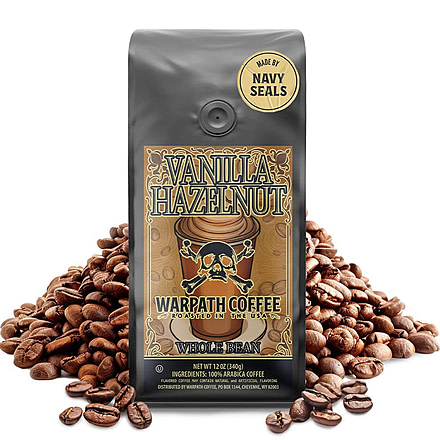 Warpath Coffee Vanilla Hazelnut Whole Bean Coffee, Light Roast, Black, 12 ounce, 113, 113
