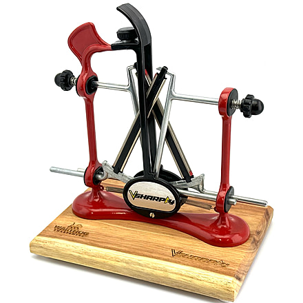 Warthog Sharpeners Elite A4 Knife Sharpener w/ Wooden Base, Red, EA4RD