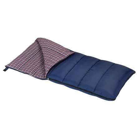 Wenzel Blue Jay 25 Degree Sleeping Bag, Navy, Red Plaid, 81In X 38In, 74923714