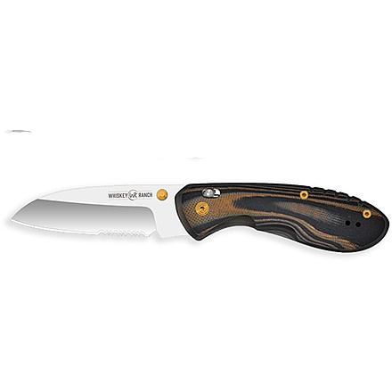 Whiskey Bent Knives Catch Pin Lock Chaps 2.91in Folding Knife, Sheepsfoot, Satin Blade, G10 Handle, 60/40 Serrated, WB64S-48