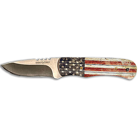 Whiskey Bent Knives Skinner Fixed Knife, 440 Steel Blade, 6.87in Overall Length, Acrylic Handle, Patriot, WB43-18