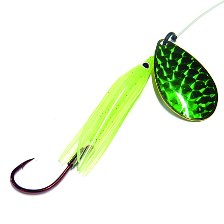 Wicked Lures Snelled Spinner, Number 6 Blade Green/Glow, CT Green-Glow 6