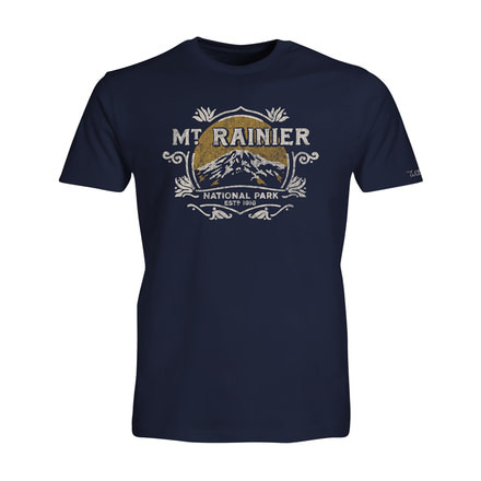 Wilder and Sons Mount Rainier National Park Short Sleeve T-Shirt, Extra Large, Navy WSN01291-Navy-XL