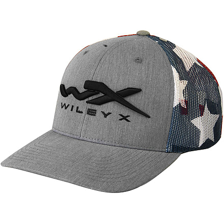 Wiley X Adjustable Mesh Stars and Stripes Hat, Grey, Red, White, Blue, One Size, J913
