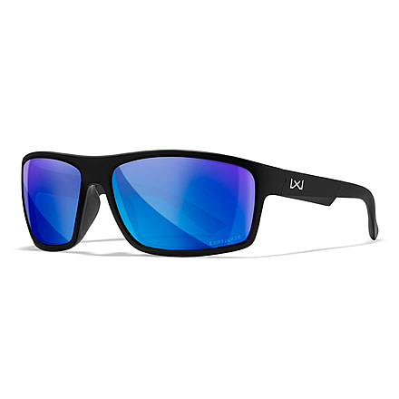 Wiley X WX Peak Sunglasses, Matte Black Frame, Peak XL Captivate Pol Blue Mirror Lens, ACPEA19XL