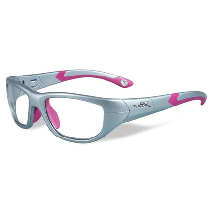 Wiley X Youth Force Victory Sunglasses,Silver/Magenta,Clear Lens YFVIC01