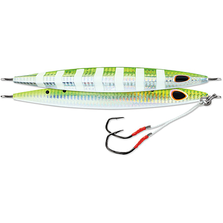 Williamson Kensaki Jig 120, Sinking, VMC Double Assist HK, Green Sardine Zebra Uv, 4-1/4oz, 5-1/4in, KSJ120UVGSZ